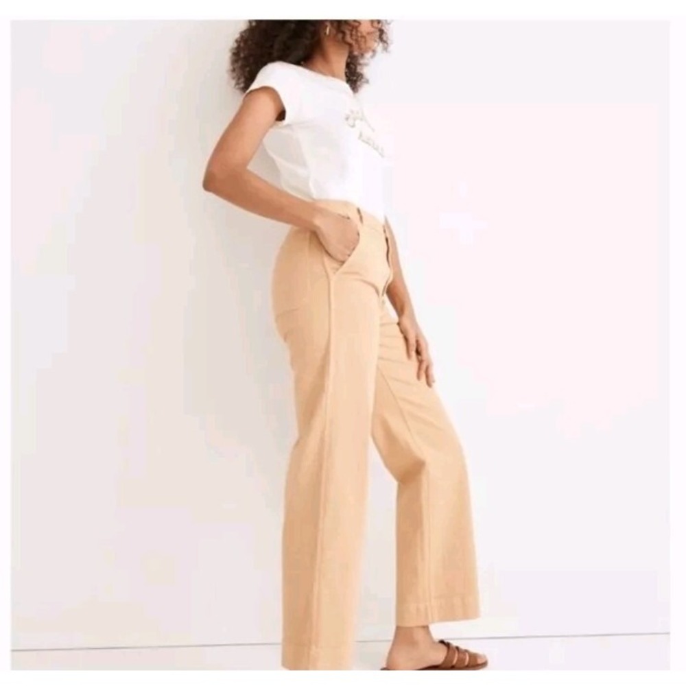 New Madewell The Perfect Vintage Wide-Leg Crop Jeans Size 25 Peach Orange